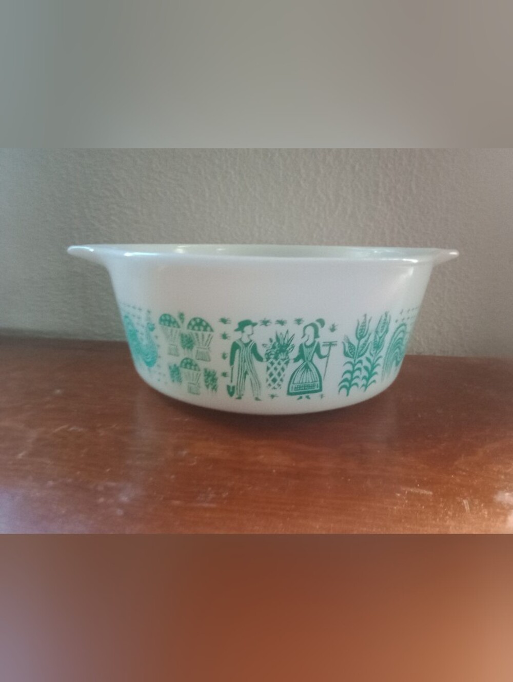Vintage Pyrex 472 Amish Turquoise Butterprint 1 1/2 Pt Glass Bowl
